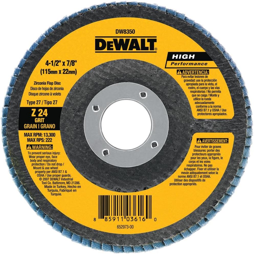 DEWALT DW8302 4-Inch by 5/8-Inch 60 Grit Zirconia Angle Grinder Flap Disc