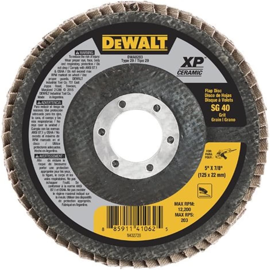 DEWALT DWA8283 40G T29 XP Ceramic Flap Disc, 5 x 7/8