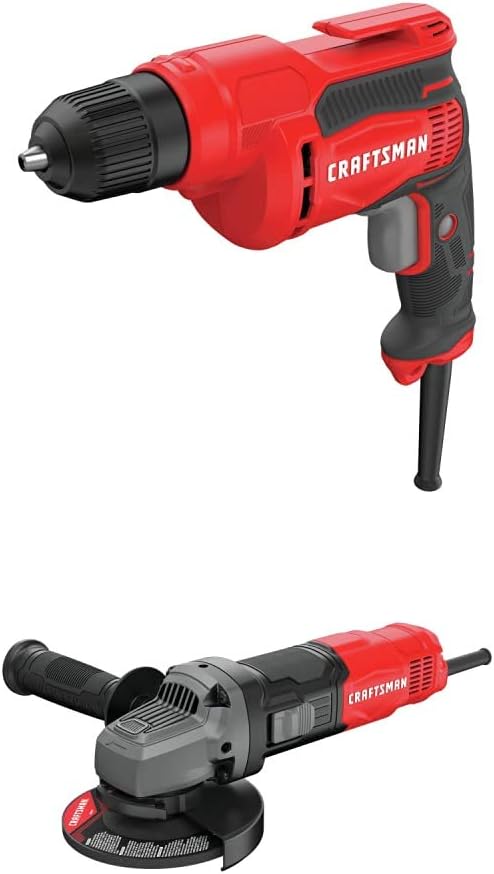 CRAFTSMAN Drill/Driver, 7-Amp, 3/8-Inch with Angle Grinder Tool 4-1/2-Inch, 6-Amp (CMED731  CMEG100)