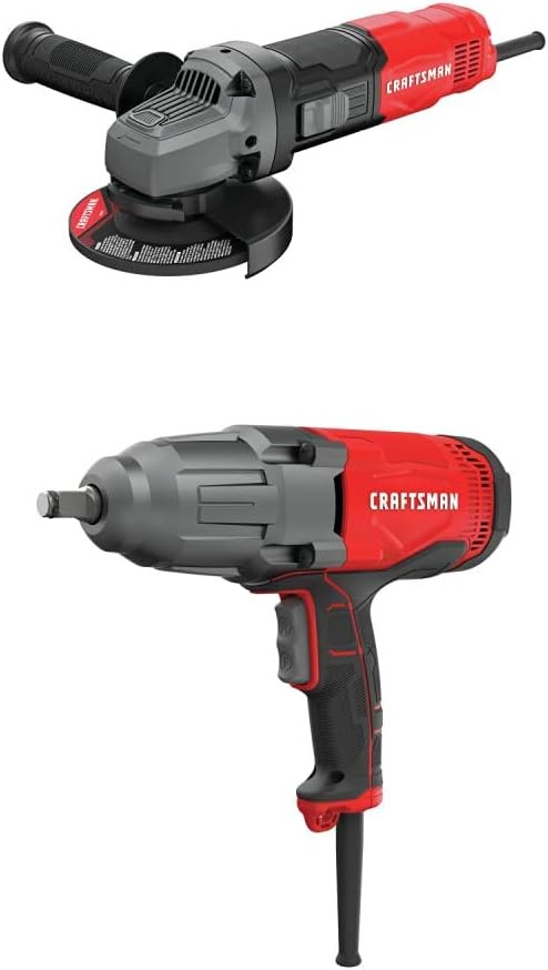 CRAFTSMAN Small Angle Grinder Tool, 4-1/2-Inch, 6-Amp with Impact Wrench, 1/2-Inch, 7.5-Amp (CMEG100  CMEF901)