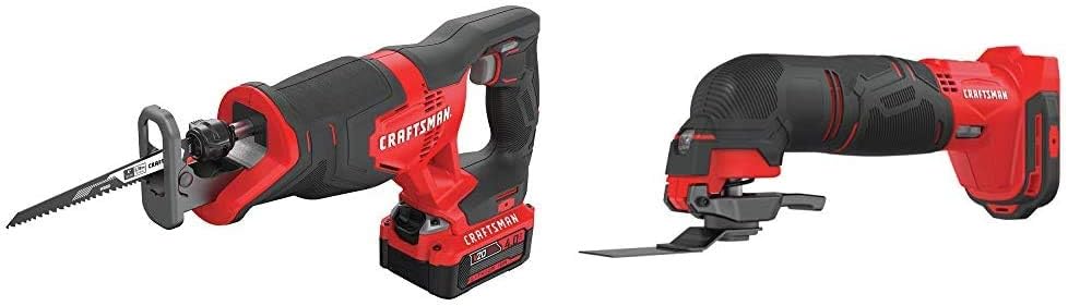 CRAFTSMAN V20 Reciprocating Saw Cordless Kit with Angle Grinder, Small, 4-1/2-Inch (CMCS300M1  CMCG400B)