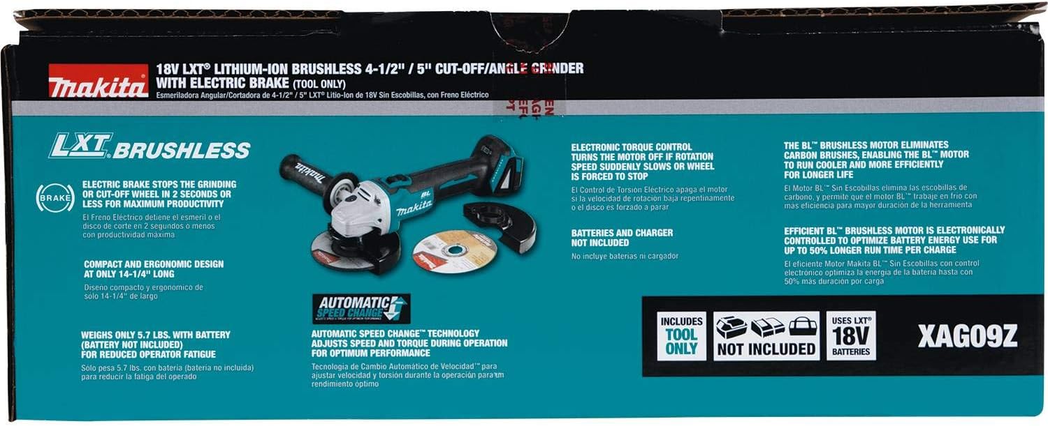 Makita XAG09Z 18V LXT Lithium-Ion Brushless Cordless 4-1/2/5 Cut-Off/Angle Grinder